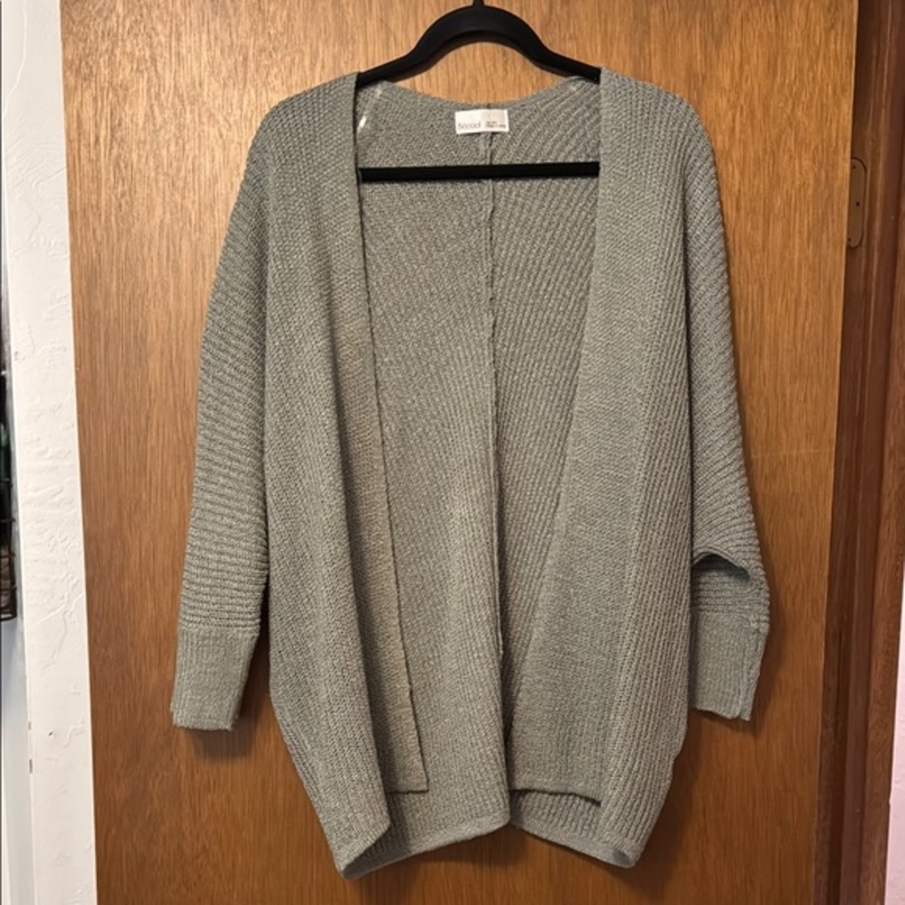 Grayish Blue Oversized Cardigan Sweater